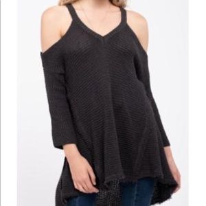 NWT!  Blu Pepper Open Shoulder Knitted Sweater S